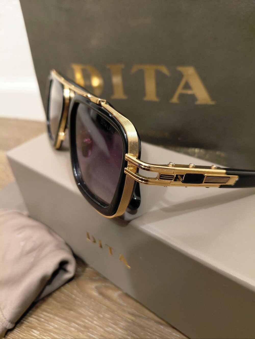 DITA LXN-EVO 25th Anniversary (DTS403-A) Black/Gold Framed Aviator Sunglasses - Picture 2 of 14
